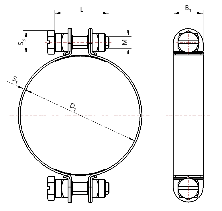 Technische Zeichnung MESMA-Rohrhalterungsschelle DIN 3016-1 A1